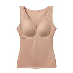 茜妮兰727桑蚕丝莫代尔保暖背心女加绒带胸垫一体免穿文胸不跑杯