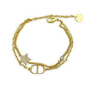 奥米迪奥CD字母双层星星镶钻手链欧美复古高级百搭小众轻奢女设计