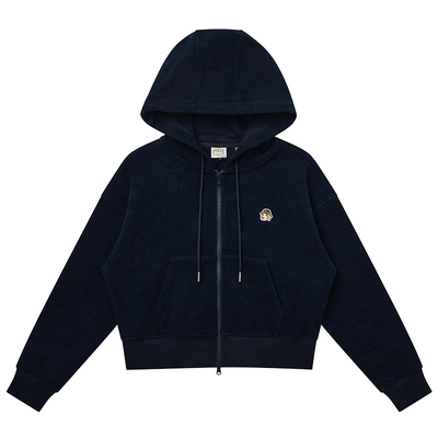 【秋季甄选】Hazzys哈吉斯连帽拉链卫衣女时尚休闲宽松短款外套潮