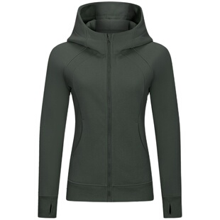 秋冬运动外套女士scuba加绒修身连帽保暖卫衣健身瑜伽服