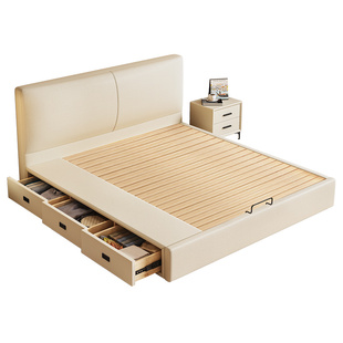 实木储物床小户型抽屉收纳床齐边薄床头可定制任意尺寸气压高箱床