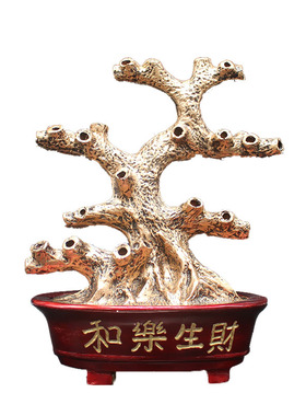 手工编织琥珀招财树干半成品diy
