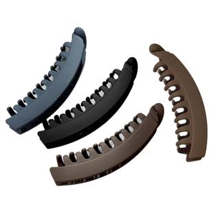 韩式新款磨砂小一字香蕉抓夹百搭马尾夹子带齿发夹网红头饰饰品