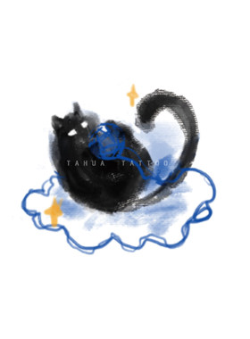 彩色纹身贴她画猫咪纹身贴