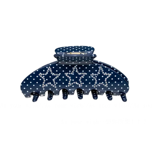 波点水钻星星独特漂亮抓夹新款宝蓝高级感后脑勺鲨鱼夹五角星发饰