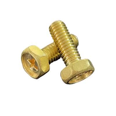 上海产铜外六角螺丝十字头凹脑