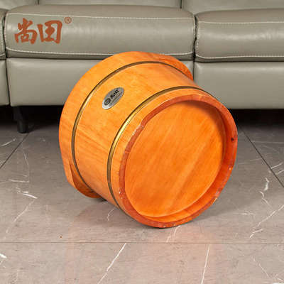 尚田橡木按摩泡脚木桶浴足桶家用足浴桶洗脚实木盆木质足疗桶加盖