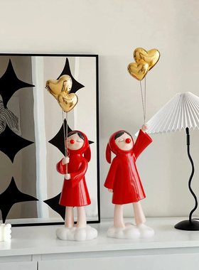 创意气球女孩家居摆件批发办公室桌面玄关装饰轻电视柜奢摆设客厅