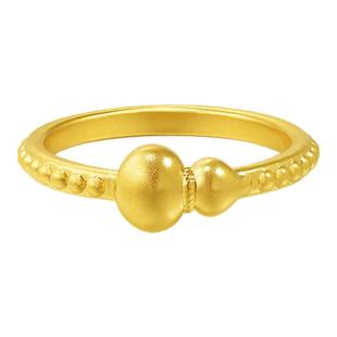 老庙黄金足金葫芦戒指5D圆润立体饱满闪耀福禄好运连连时尚气质