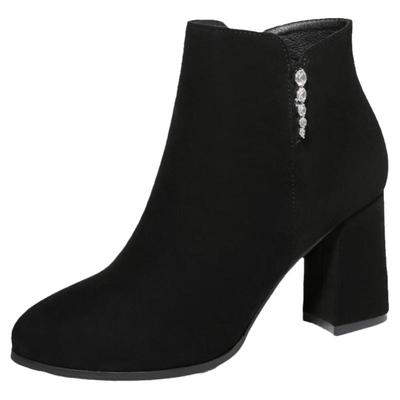 高跟鞋女2025新款粗跟短靴女鞋