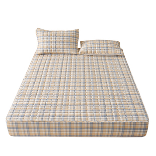 无印良品全棉夹棉纯棉床笠三件套床罩宿舍单双人床褥保护套防尘罩