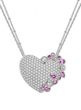 伊泰莲娜合金仿水晶心形女毛衣链