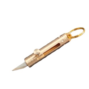 新款黄铜迷你推拉小刀高档便携式拆快递钥匙扣美工刀户外防身利器