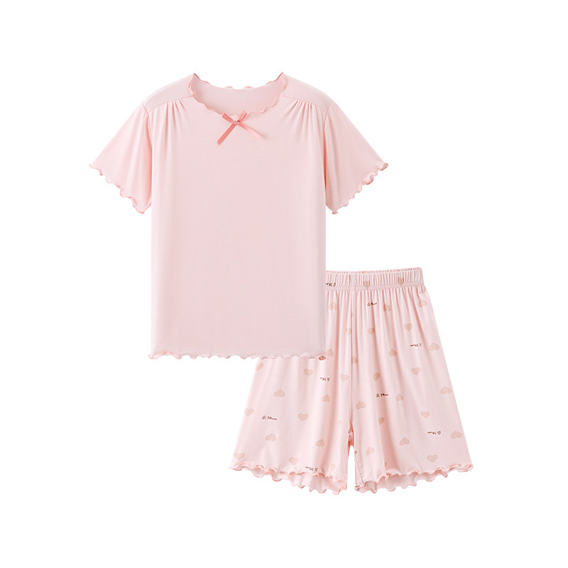 「裸睡×裸感」夏款莫代尔女童睡衣女孩空调服宝宝家居服荷叶套装