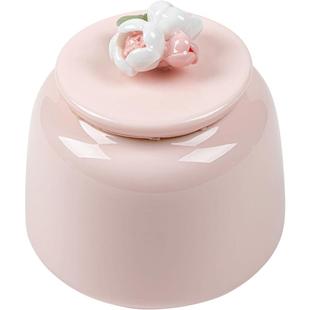 手工捏花粉泥茶叶罐中式创意陶瓷密封罐蜜饯罐50g小号罐子便携