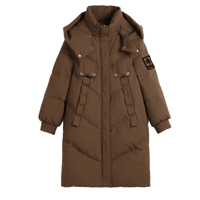 时尚洋气白鸭绒中长款连帽加厚