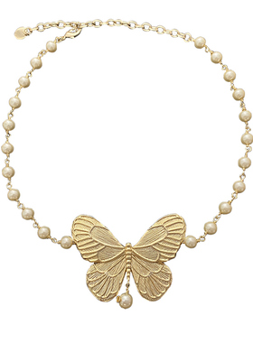 aomidior蝴蝶珍珠项链颈链新款