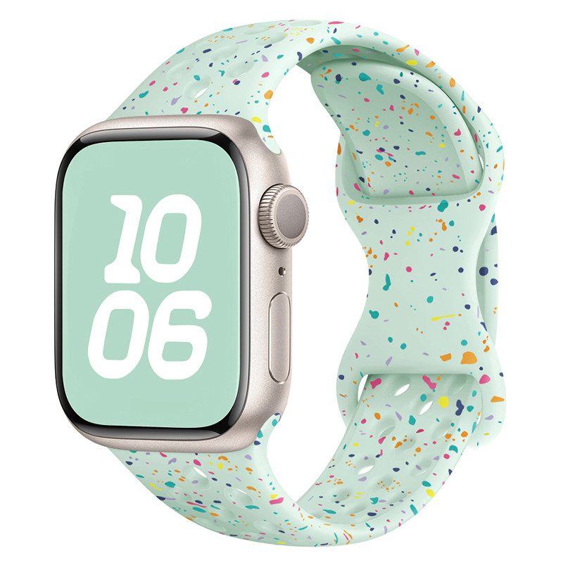 iwatch12表带硅胶蝴蝶扣洞洞款