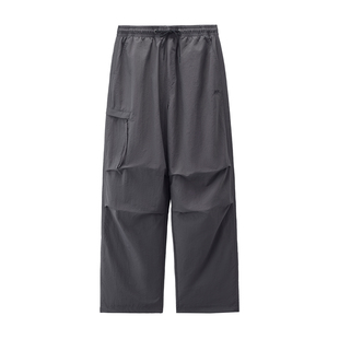 BSX2026年春新款裤子女刺绣工装裤打褶抽绳松紧腰伞兵裤04415685