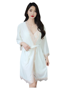 乐姿金丝绒甜美风少女纯色睡袍