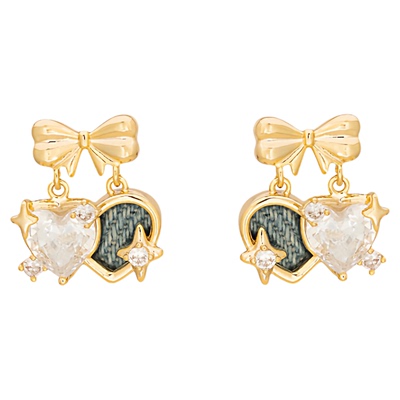 IPINK甜酷少女蝴蝶结爱心耳饰