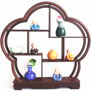 微型家具新中式小博古架鸡翅木多宝阁茶壶架子摆架饰品架小多宝格