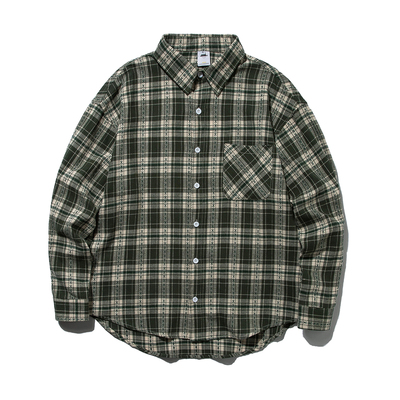 GoodNorth春季复古格纹长袖衬衫