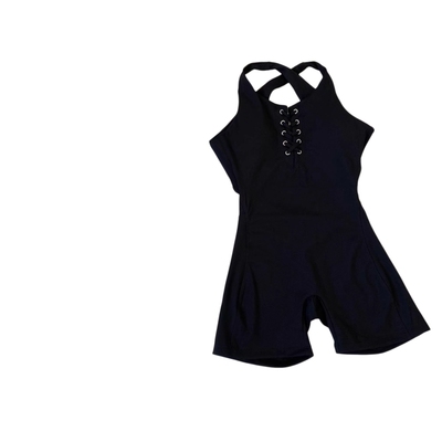 交叉美背健身连体衣短裤