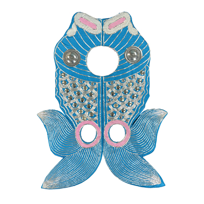 京剧豫剧舞台仿手绣蓝鱼枷锁道具