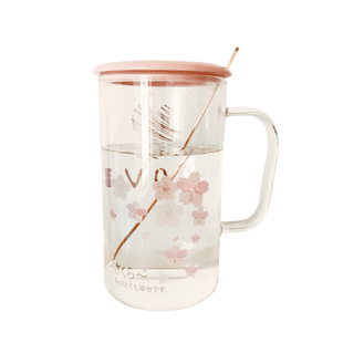 杯子玻璃杯女高颜值大容量泡茶耐高温把手刻度办公室水杯男800ml