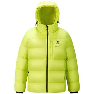 骆驼男装羽绒服男冬季2025新款加绒加厚防泼水连帽短款面包外套男