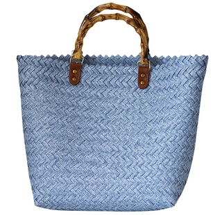 编织草编包春游野餐包复古大容量仿藤片包包女士亚克力手提购物篮