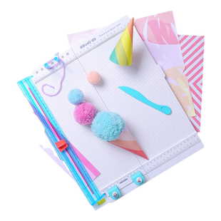 可得优七合一裁纸刀多功能裁刀划痕板分隔页压折线手工半圆纸口圆角器剪圆毛球流苏蝴蝶结活页切纸编绳13095