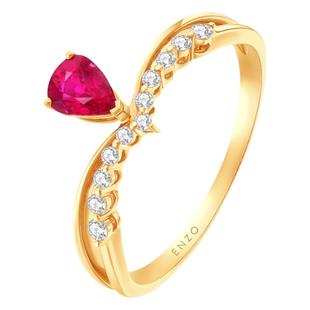 ENZO「商场同款」18K金红宝石钻石戒指EZV4465新年礼物