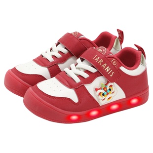 泰兰尼斯闪灯板鞋新年款女宝新年闪灯鞋女童板鞋防滑耐磨儿童板鞋