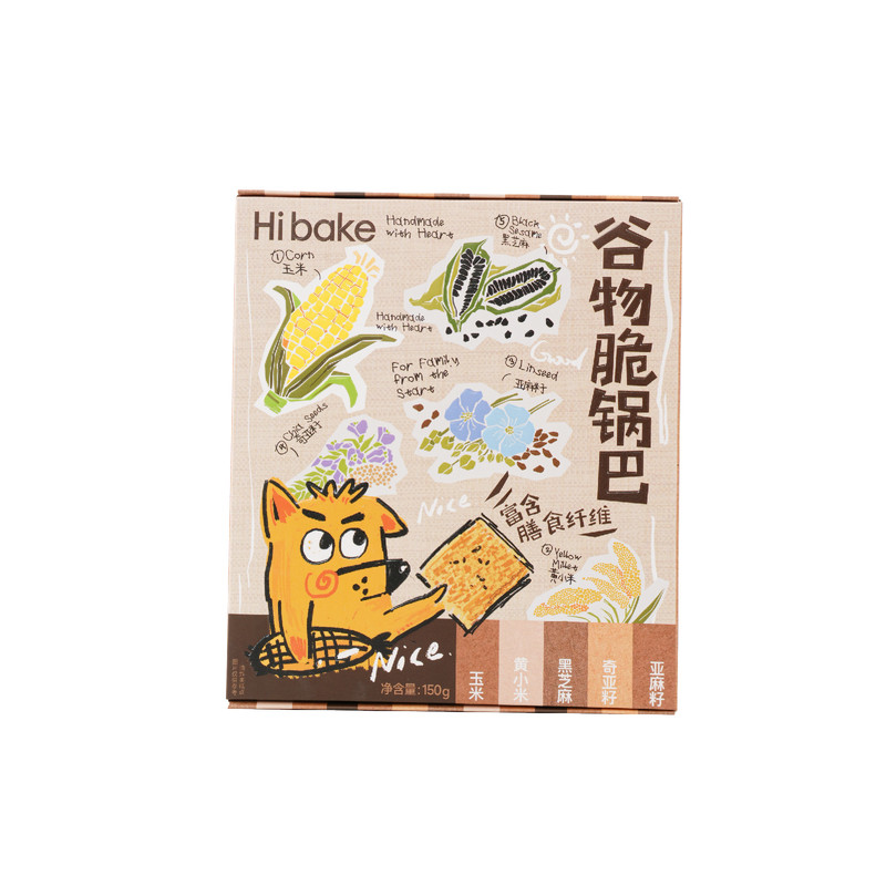 Hibake谷物脆锅巴五谷粗粮牛排味办公室健康小吃酥脆杂粮休闲零食