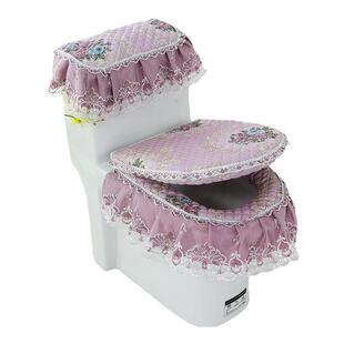 马桶垫坐垫三件套家用蕾丝布艺坐便器垫子马桶圈马桶套坐便套通用