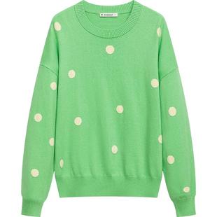 播圆领针织衫女商场同款2024春季新款设计感波点毛衣BDR1SD0270