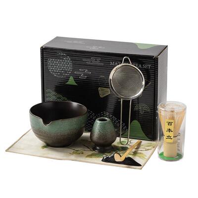 日式陶瓷抹茶碗茶筅立7件套