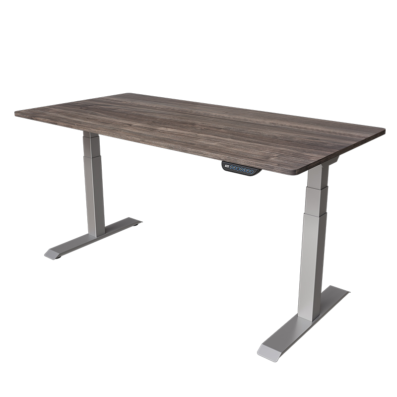乐歌黑胡桃木实木橡胶木电动升降桌双电机升降学习桌书桌电脑桌