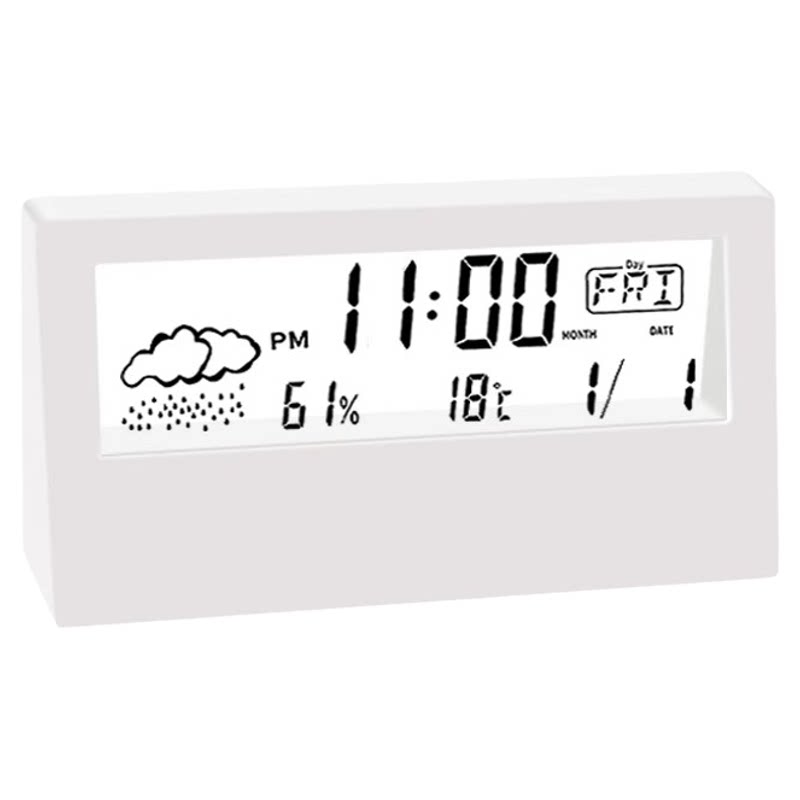 温湿度计智能天气电子钟表桌面时钟万年历台式透明学生用小闹钟