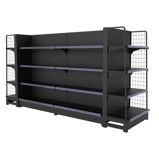 超市货架磨砂黑色多功能组合式多层置物架单面双面零食冷轧钢货架