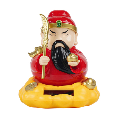 太阳能摇摆关公武财神爷招财摆件