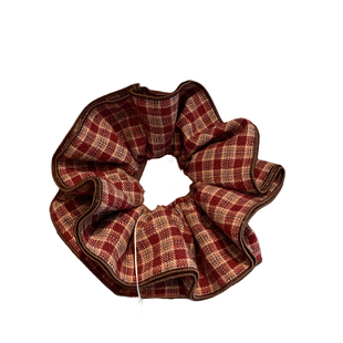 秋冬红色格子大肠发圈时尚高级感扎马尾丸子头发绳温柔百搭头绳女
