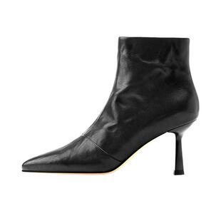 吴大叔气质弹力靴短靴2025秋冬时尚百搭尖头靴子胖mm粗腿瘦瘦靴女