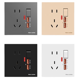 86型暗装五孔插座带开关智能快充type-c口双USB插座手机充电面板