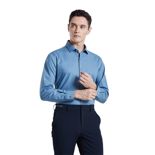 【莫代尔】SHANSHAN杉杉长袖衬衫男士秋季商务休闲修身正装衬衣男