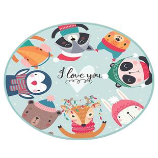 可机洗ins儿童房间卡通圆形地毯卧室床边毯电脑椅垫帐篷吊篮地垫