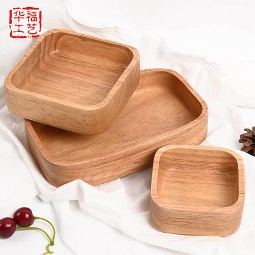 批发日式橡胶木便当盒实木方形野餐盒可便当盒沙拉定制木盒午餐