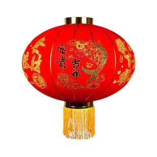 2026新款大红植绒灯笼吊灯一对阳台挂饰过新年户外大门口春节装饰